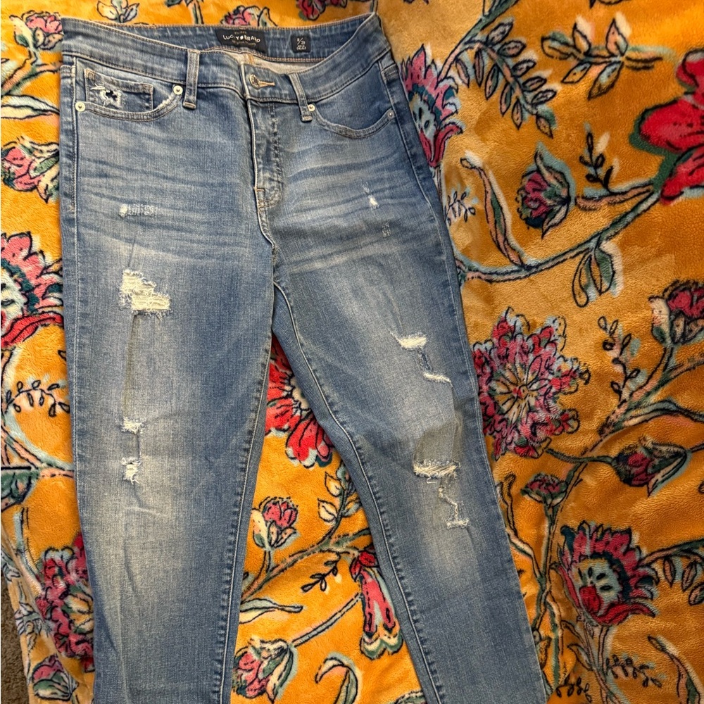 Lucky Brand Light Blue Distressed Women's Ava Skinny Ankle Jeans